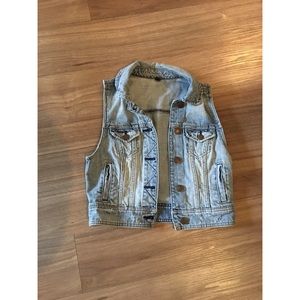 Light wash denim vest